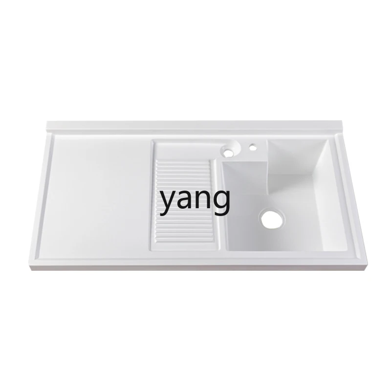 LTT Balcony Laundry Basin Household Laundry Pool with Rub Board High and Low Basin Quartz Stone Missing
