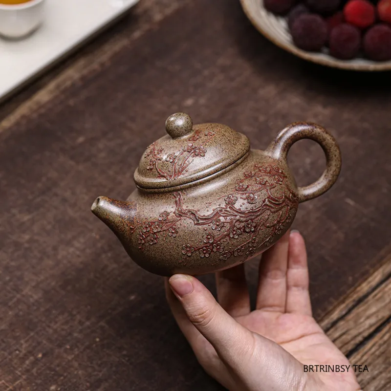 

230 мл китайский традиционный чайник Исин из фиолетовой глины, бытовой чайник с цветами ручной работы, красивый чайник для заварки чая, чайник Zisha, чайный сервиз