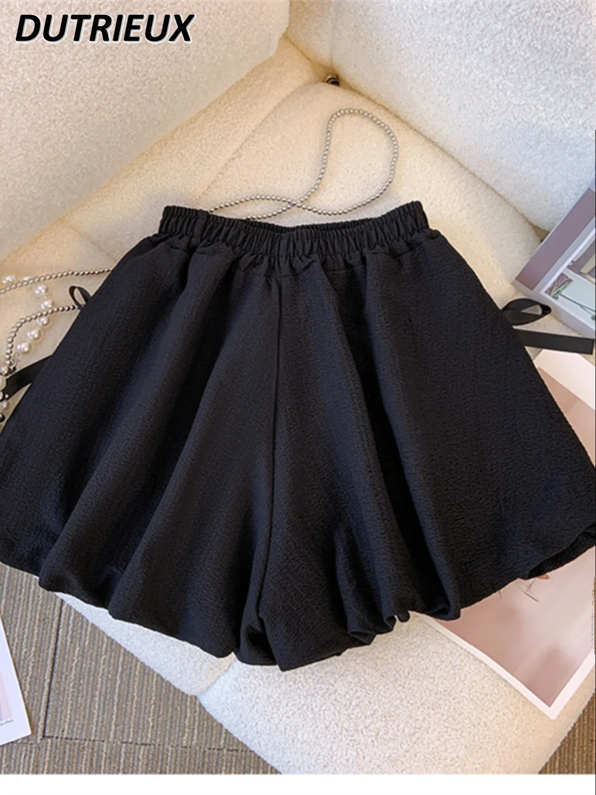 Solid Color Fashion Casual Hot Short Pants Female Bow Strap New Thin Simple Versatile Sweet Cute Women's Shorts Summer