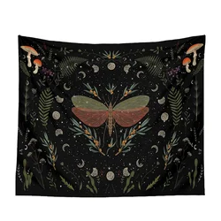 Moon Tapestry Wall Hanging Moth Plant  Phase Aesthetics  Goddess Living Room Dormitory Decoration Mushroom