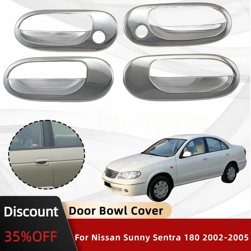 

Car Accessories Exterior Decorate ABS Chrome-Plated Silver Car Door Bowl Cover For Nissan Sunny Sentra 180 2002 2003 2004 2005