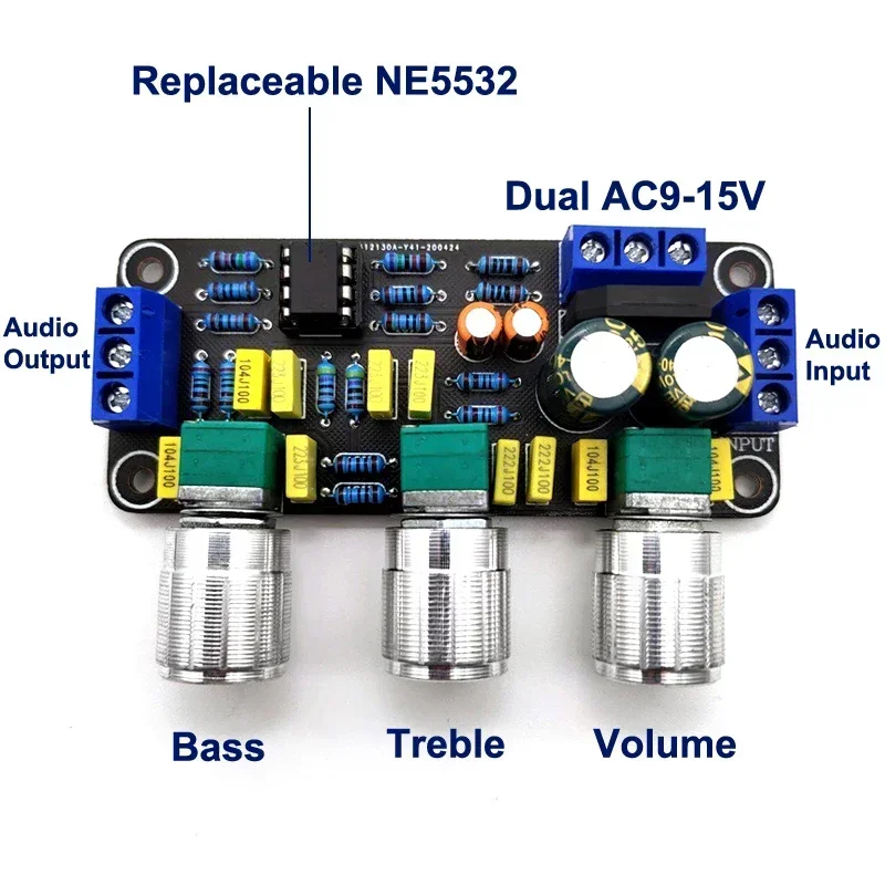 SOTAMIA NE5532 Verstärker-Vorverstärkerplatine, Stereo-Vorverstärker, Tone-Lautstärkeregler, Subwoofer, mittlere Höhenverstellung für Leistungsverstärker