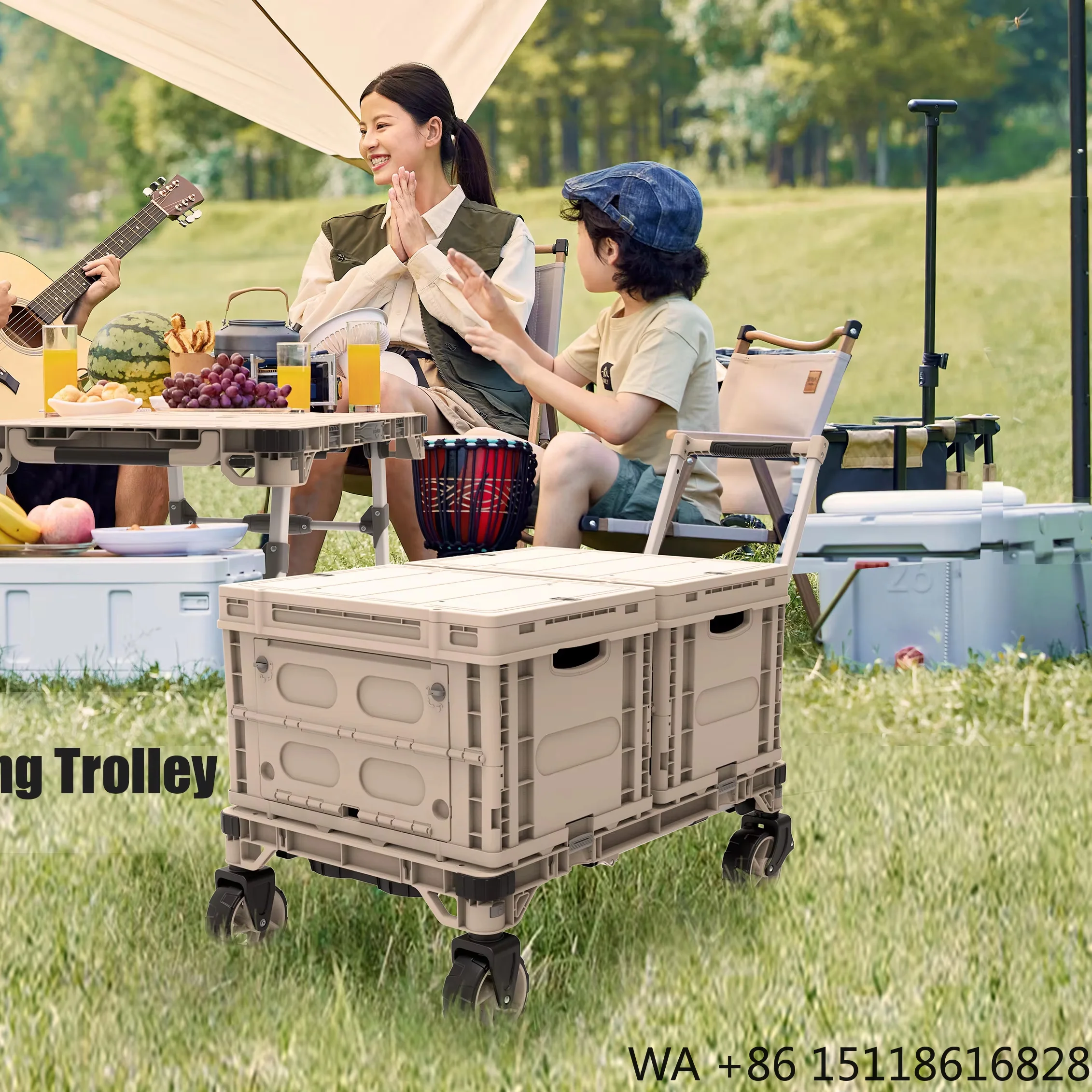 Portable Folding Camping Wagon with Table Design Easy Storage, Strong Frame, Family Friendly