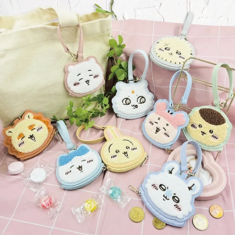 Japanischer Stil Hachiware Usagi Momonga Niedliche Cartoon-Geldbörse für Mädchen Kleine Tasche mit Plüsch-Stickerei für Münzaufbewahrung
