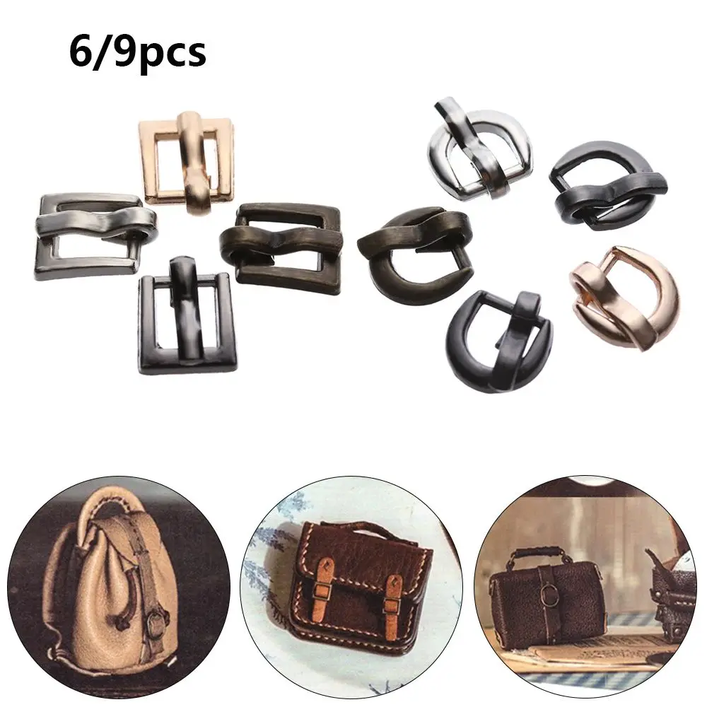 6/9pcs High quality 4 colors Mini Ultra-small Diy Dolls Buckles Tri-glide Buckle Belt Buttons Doll Bags Accessories