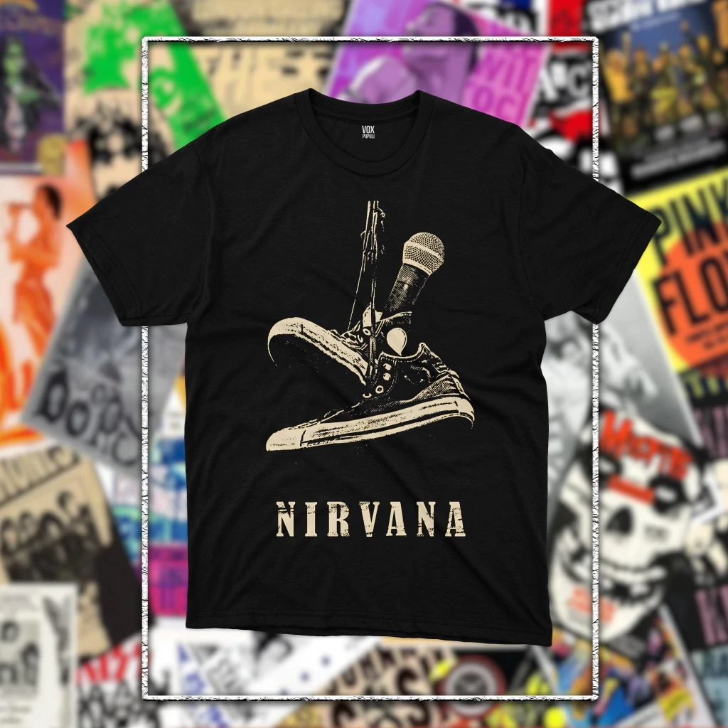 Nirvana band pattern fashionable men's T-shirt, unisex V-neck, short sleeve, Y2k style, ultra streetwear, popular retro T-shirt