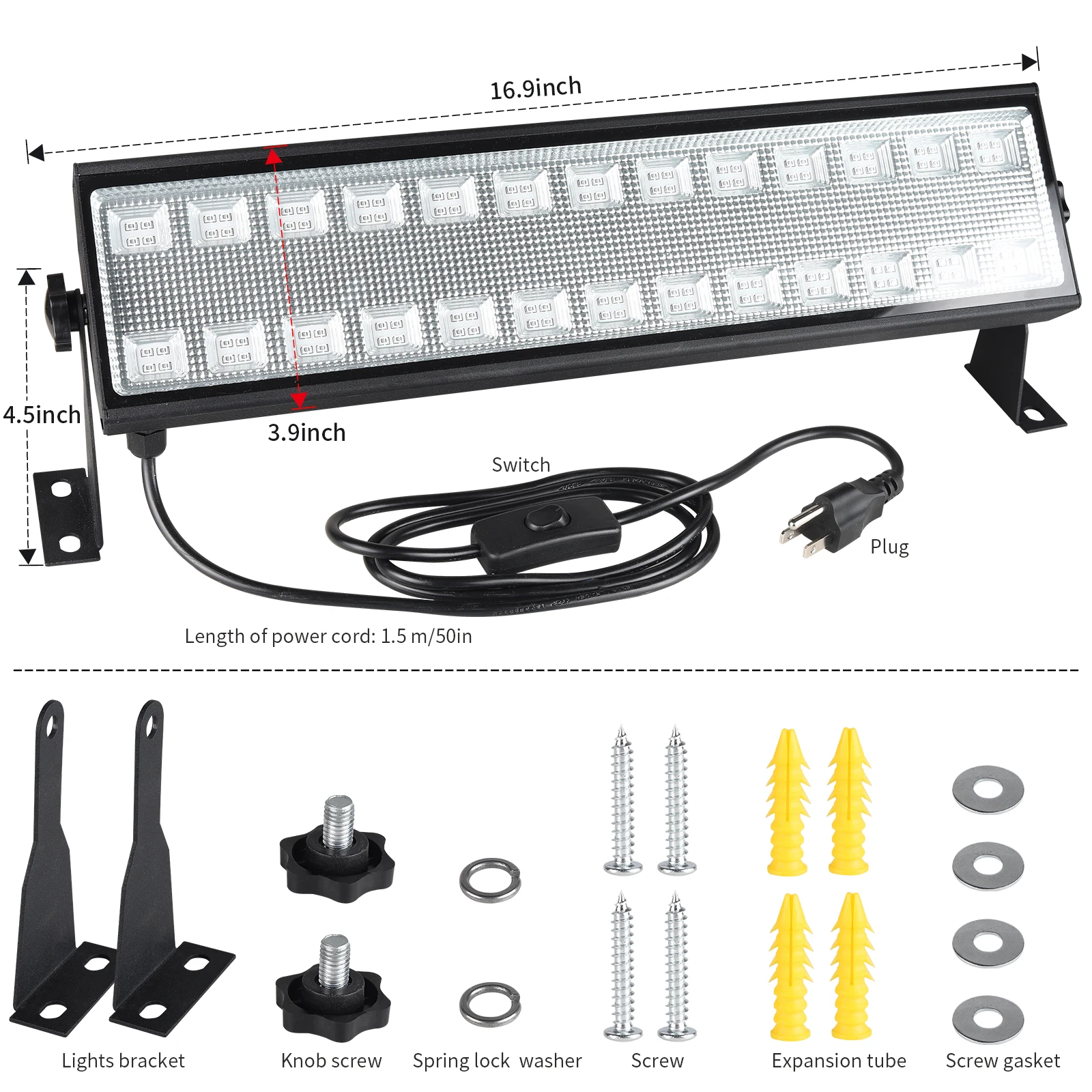 Barra de luz LED UV negra, iluminación de escenario, 100W, área de 40x40 pies, para fiestas, Halloween, decoraciones de dormitorio