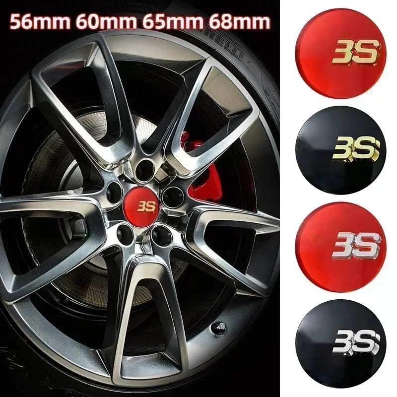 4pcs/Set 56mm 60mm 65mm 68mm Black Silver Red Gold Car Wheel Center Hub Cap Logo Badge For BBS Styling Trim Accessories