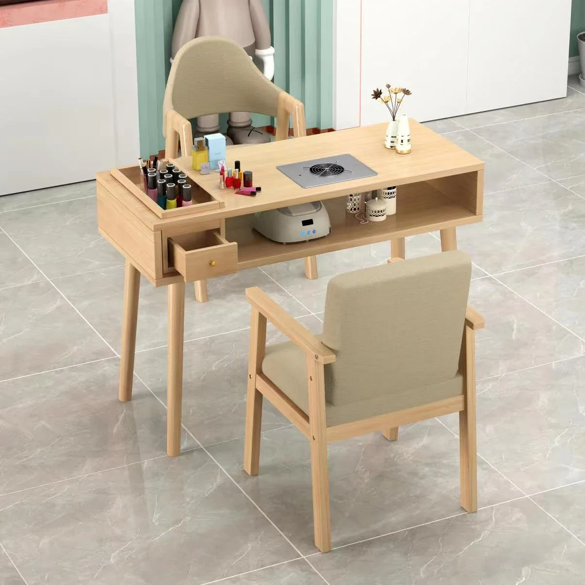 

Modern Simple Nail Tables Wooden Storage Vacuum Cleaner Tavolo Manicure Multifunction Mesa De Manicura Salon Furniture LVNT