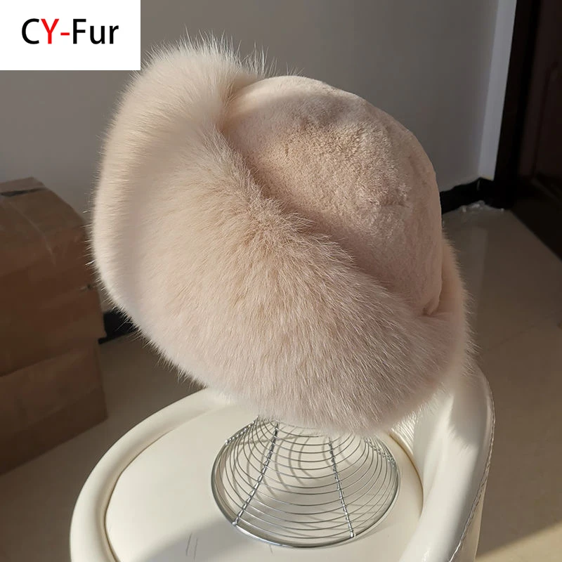 Winter Real Fox Fur Hat For Women Winter Stylish Russian Thick Warm Beanie Women Hat Natural Fluffy Fur Cap Fashion Bomber Hat