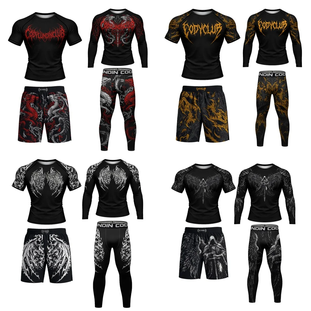 

Boxing Men's Sportswear Muay Thai Jiu Jitsu Rashguard MMA Compression Gym Clothing Training Running Tracksuit Basketball Jerseys