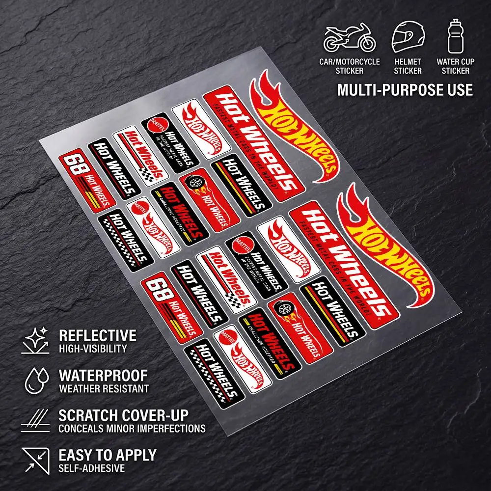 Image of H-hOt WhEeLs-S Universelle wasserdichte, reflektierende, dekorative Aufkleber zum Verbergen von Kratzern für Auto, Motorrad, Helm, Kühlschrank