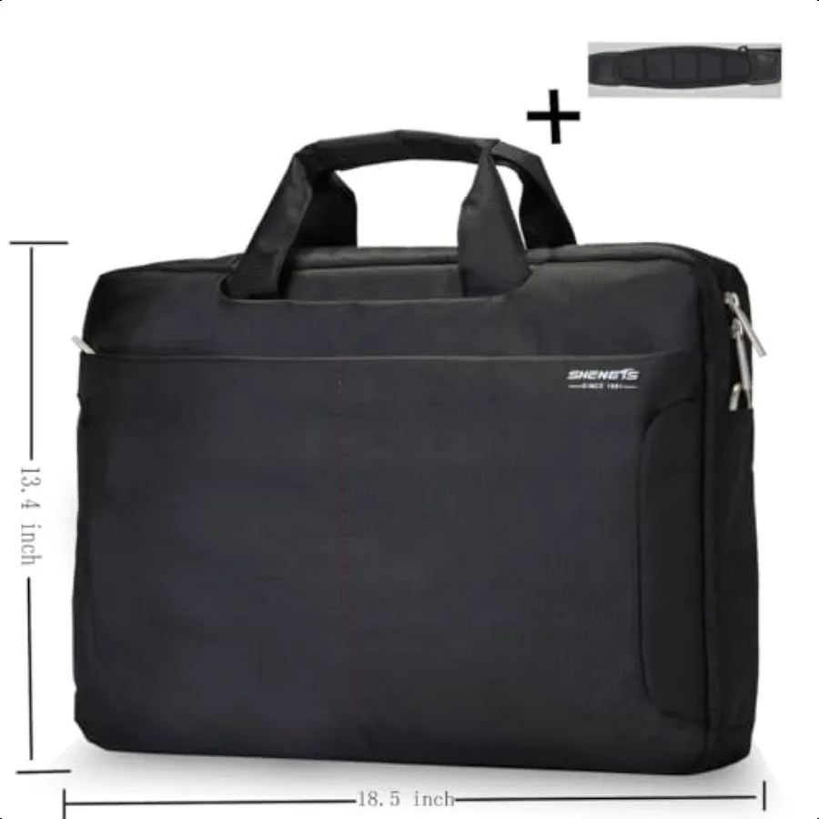 Bolsa para laptop de 18 polegadas, maleta para laptop de até 18,4 polegadas, à prova d'água, à prova de choque para homens, preta