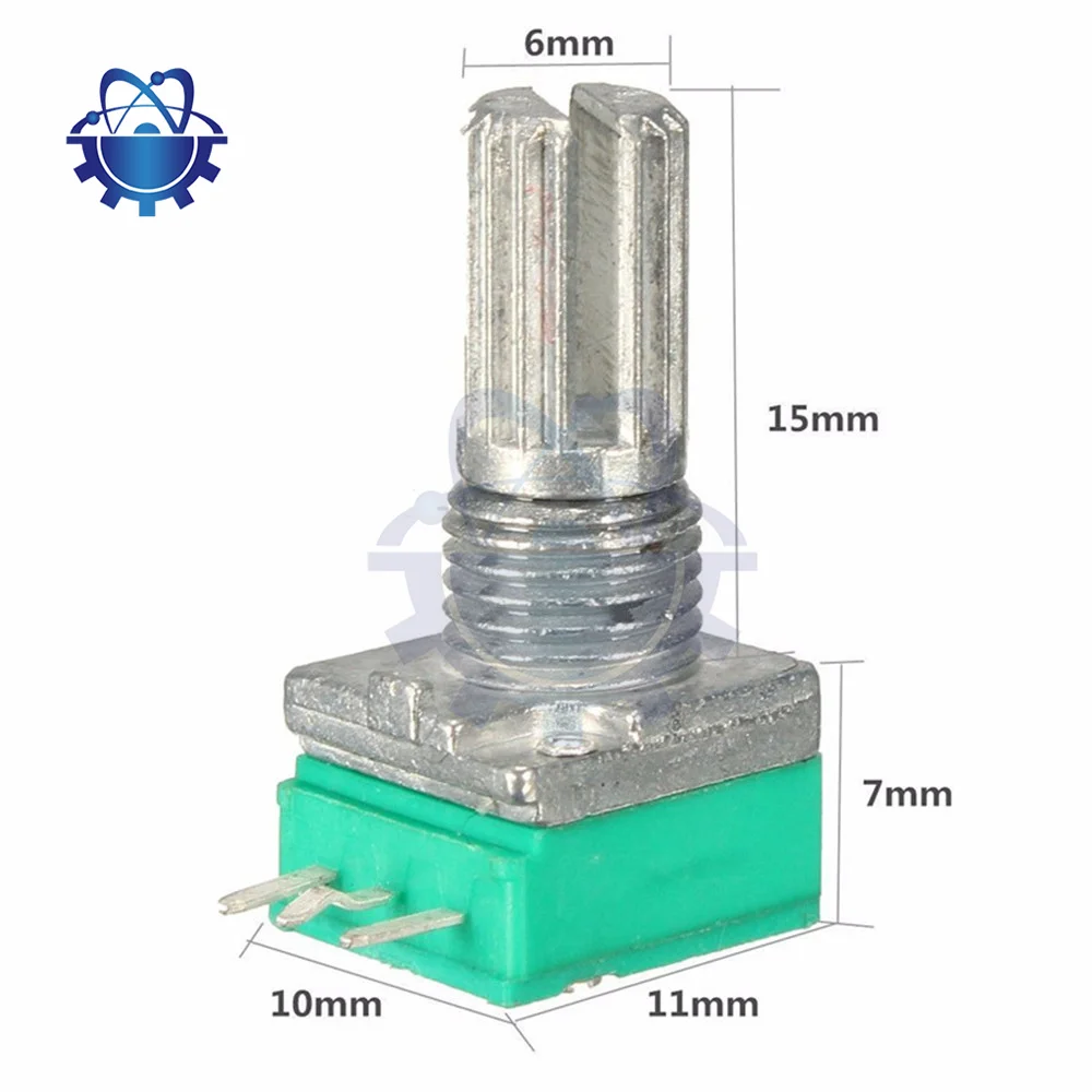 Potentiomètres à 3 broches 6mm Type B 5K 10K B20K B50K B100K B500K ohm, arbre rotatif moleté, 5 pièces