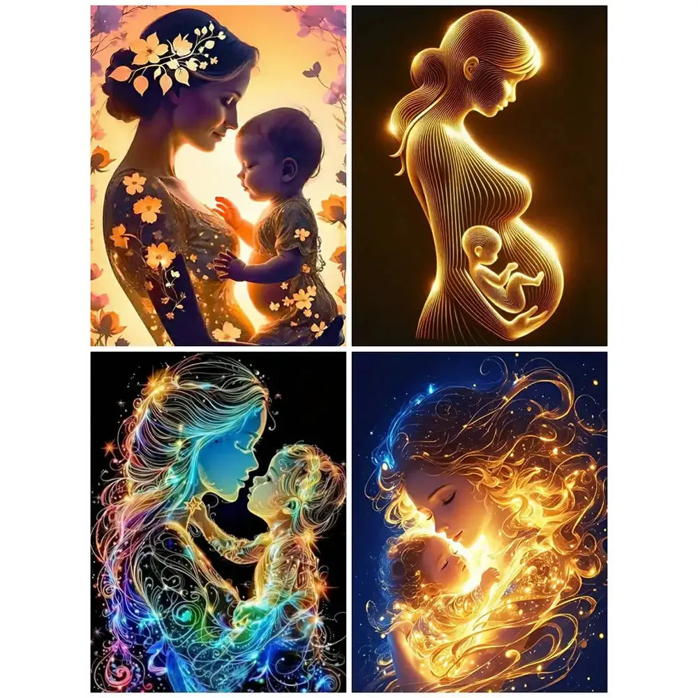 Diamond Painting Mother And Son 5D Full Square Round Drill Embroidery Portrait Mosaic Set DIY Hobby Mother's Day Gift