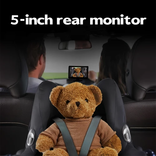 Nuevo monitor de bebé para coche 1080P, pantalla grande IPS de alta definición de 5 pulgadas, 3 métodos de instalación, lente ajustable
