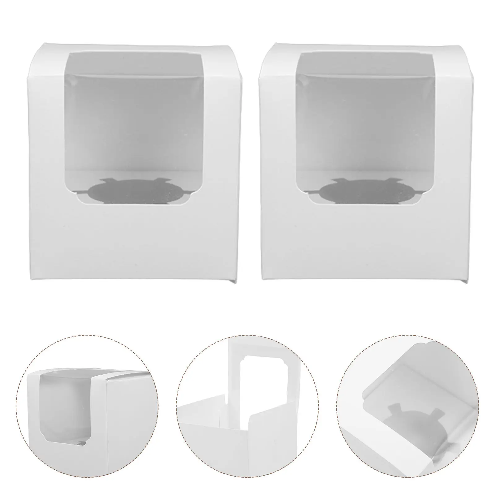 

50Pcs Transparent Dessert Box Paper Window for Cupcakes Cookies Donuts Cheesecake Baked Goods Portable Mini Cake Container