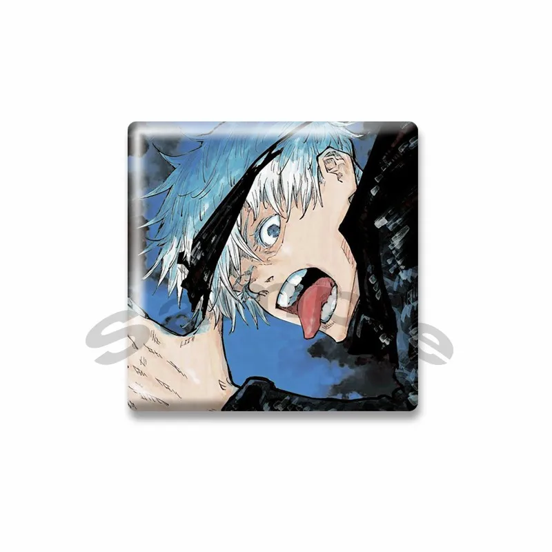 귀여운 만화 그림 Satoru Gojo 스퀘어 배지 재미 있은 애니메이션 Chibi 브로치 핀 배낭 의류 액세서리 쥬얼리 어린이 선물