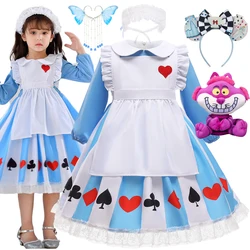 Kid Girl Alice Maid Lolita Dress Pirncess Wonderland Alice Costume Baby Cosplay Servant Family Party Purim Fantasia Fancy Dress