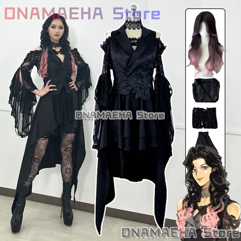 

Rider Cosplay Glotta Stomach Black Women's Dresses Costume Gothic Fancy Lace Dress Anime Role-play Outfits Wig Shoe Prop Suits