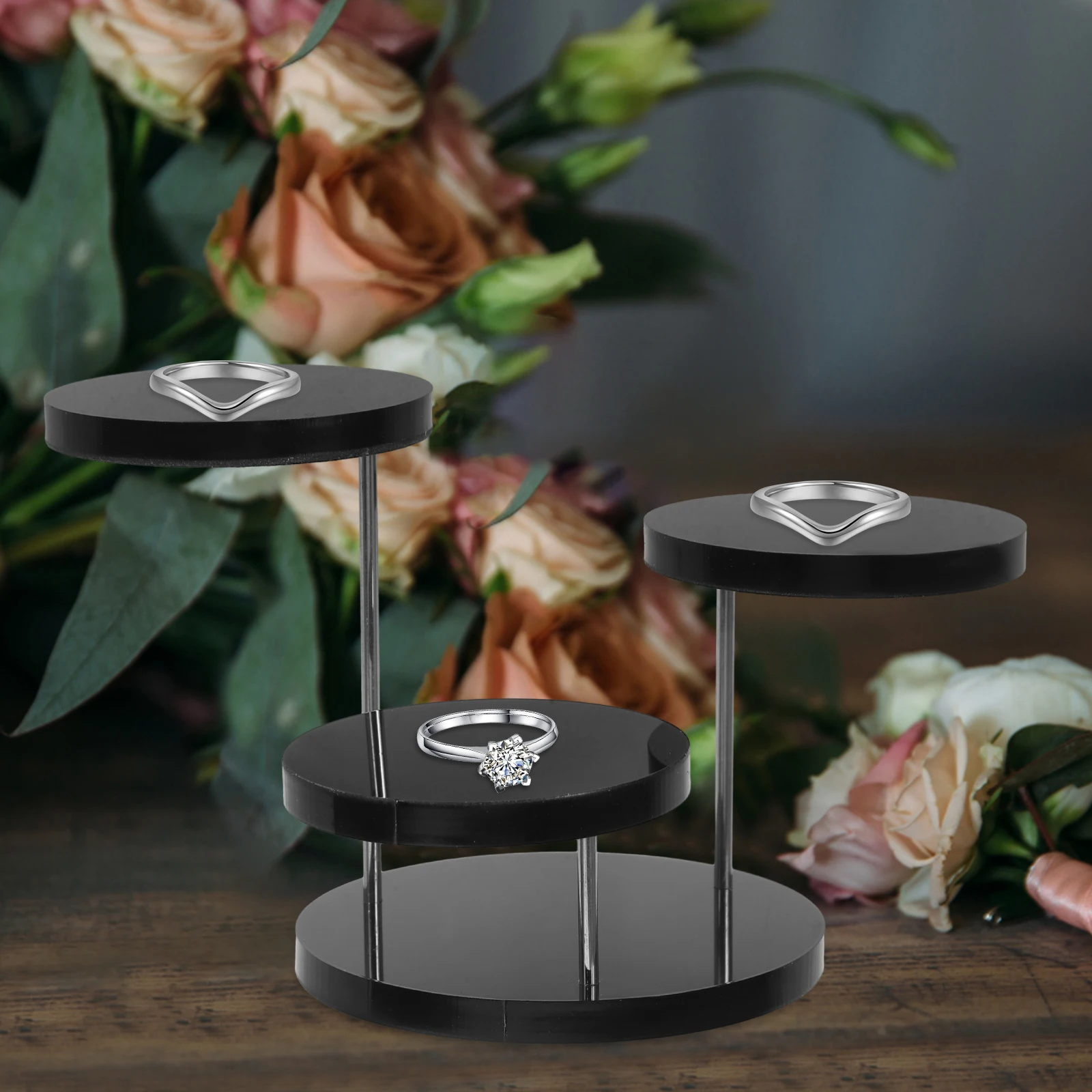 3 Tier Display Jewelry Holder Jewelry ganizer St White Round Rotating Ring Holder Rack Desktop ganizer Storage