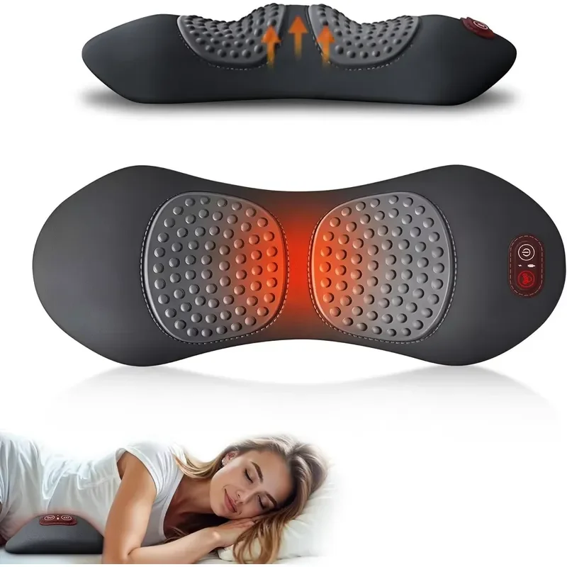 Rechargeable Electric Cushion Lumbar Back Massager Support Pillow Pain Relief Traction Device Waist Wedge Bolster