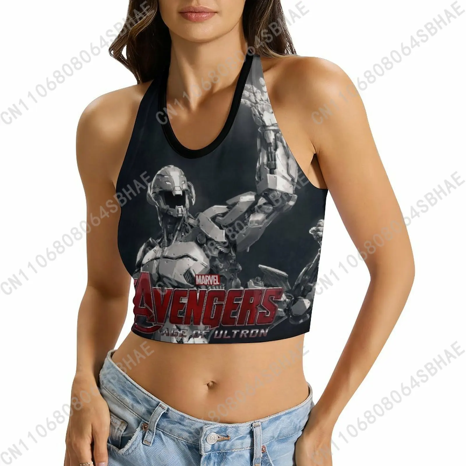 

Marvel Ultron Custom Photo Women's Halter Top Personalized Picture Tie Back Cami Upload Your Gift Wife Girlfriend Cosplay