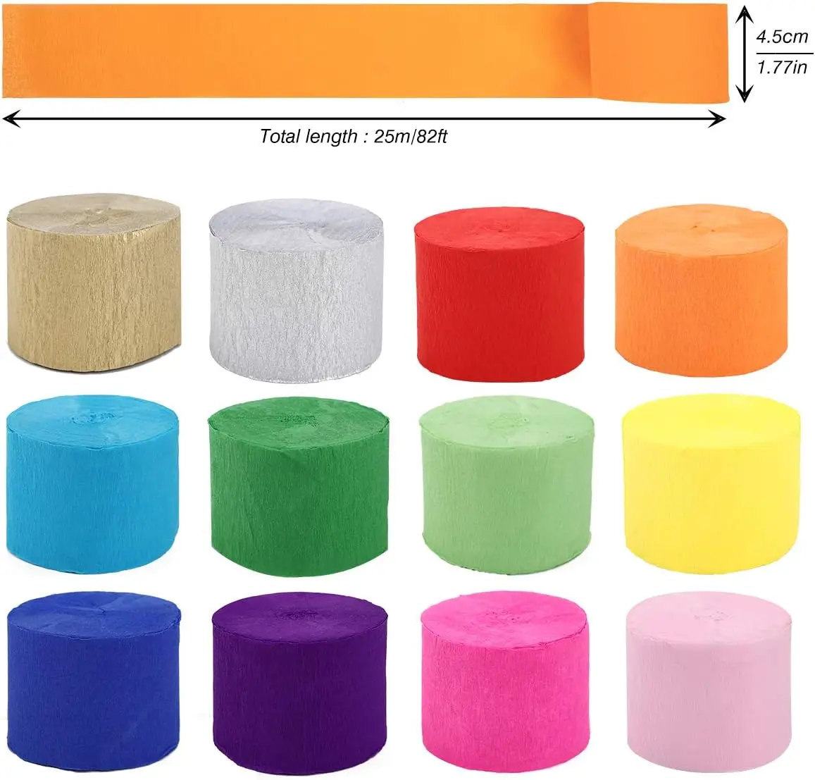 6/8Pcs Rainbow Colored Crepe Paper Roll Crinkled DIY Halloween Origami Birthday Party Wedding Baby Shower Backdrop Decoration