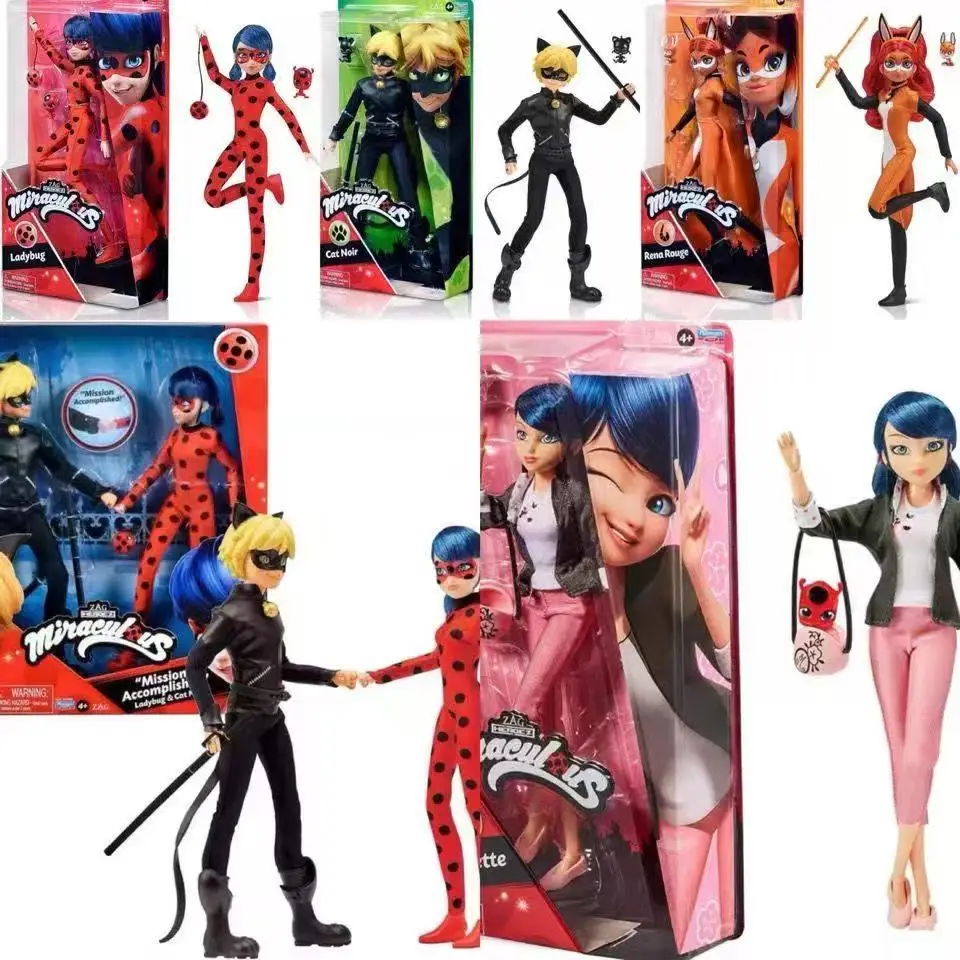 

Promo New Miracle Ladybug Anime Figure Ladybug Marinette Rena Rouge Cat Noir Pvc 27CM Joints Movable Model Gifts For Children