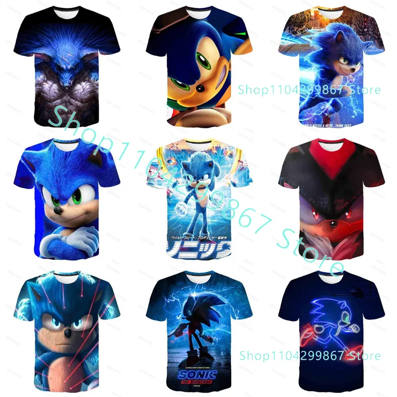 Sonic The Hedgehog Summer T Shirt Nakkurusu Pencil Case Movie Children's Women Men 3d Boys Girls Tops Kids Cosplay Costume