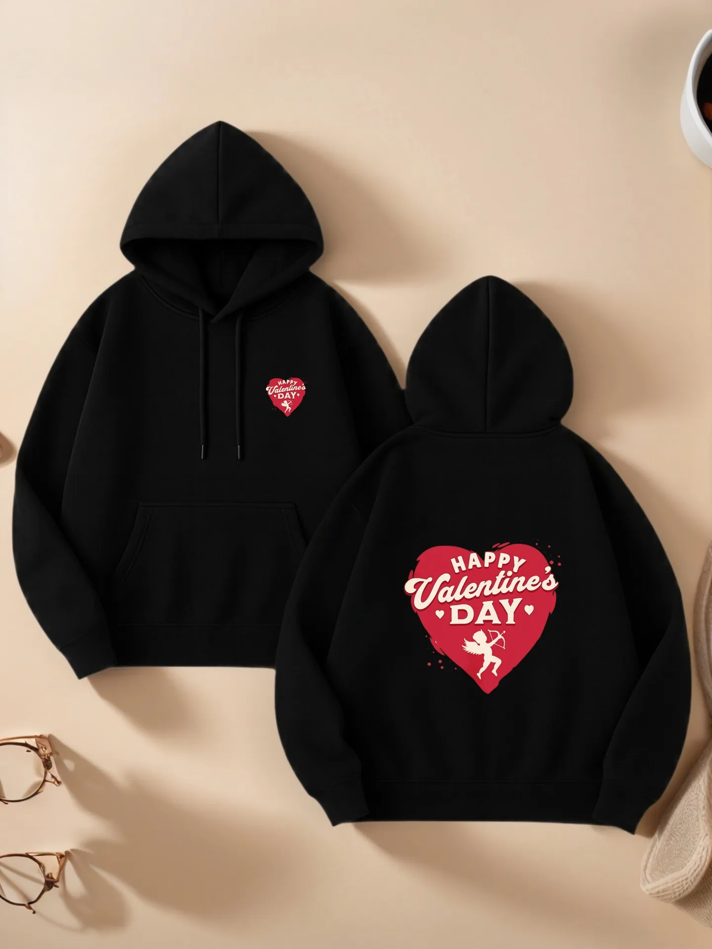 هوديي جرافيك للنساء، طباعة قلب، جمالية كاجوال، صوف، ملابس يومية غير رسمية، للنساء #1