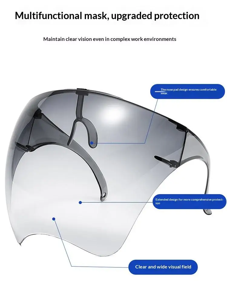 AliExpress NONE 【R】Full Face Mask Anti-fog Anti-splash Safety Goggle Cycling Sunglasses Transparent Protective Faceshield Face Cover Sun Glasses