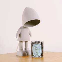 Robot Candle Warmer Table Lamp Heating Resin Dimmable Light Candle Warmer for Home Office Bedroom Living Room Bedside Home Decor
