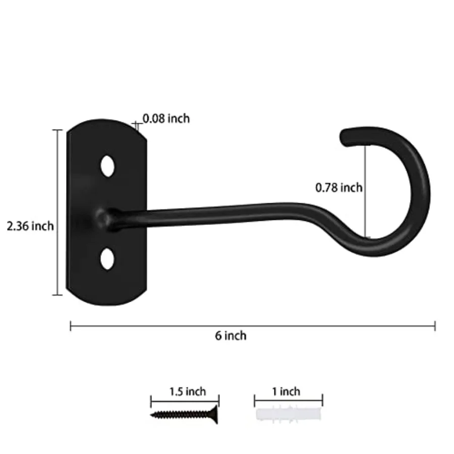 2Pack 6In Long Ceiling Hooks for Hanging Plants Outdoor Flower Basket suitable for planters, wind chimes, lanterns, lights, bir