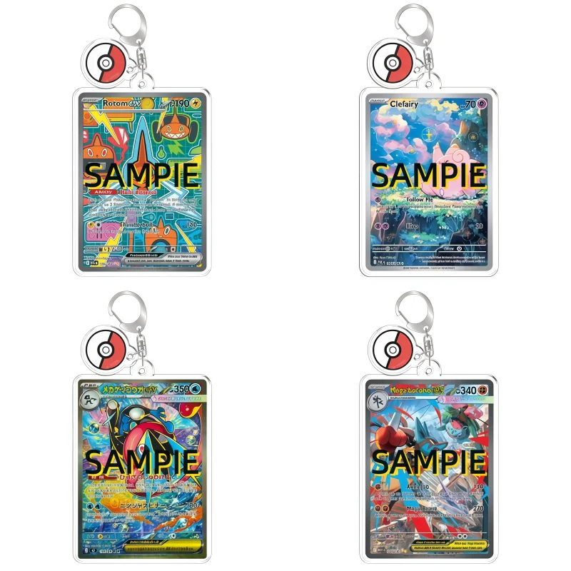 Keychain Clefairy Meowth Starmie Rowlet Rotom Rowlet Anime Game Fans Gifts Recycled Acrylic Backpack Pendant Decoration Rare Toy