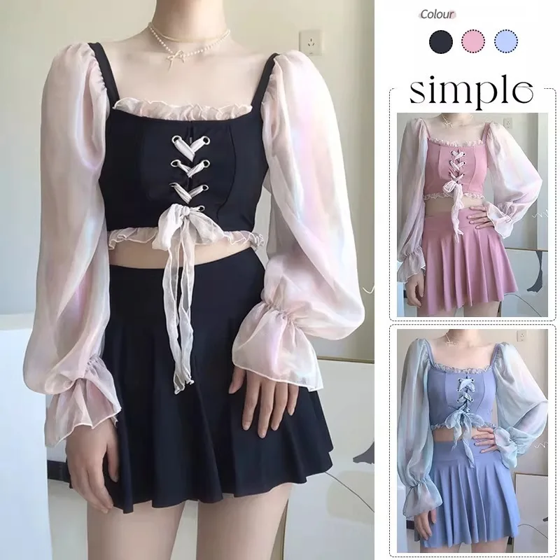 

Split Style Girls' Swimsuit New Slimming Skirt Style Two-piece Swimsuit for Women's Vacation Hot Spring High-end Swimsuit