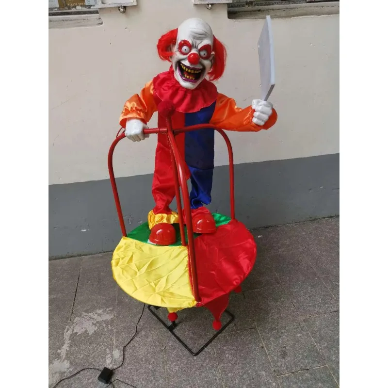 

Scary Electric Doll The Clown with The Kitchen Knife Sound Toys Halloween Terror Decoration Decor House Party Props