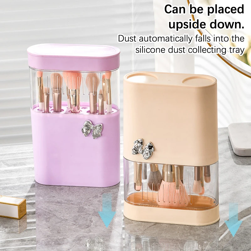 Makeup Brush Dustproof Storage Box With Lid Puff Washer Sponge Cleaning Drying Rack Holder Cosmetic Brush Organizer 13 Holes