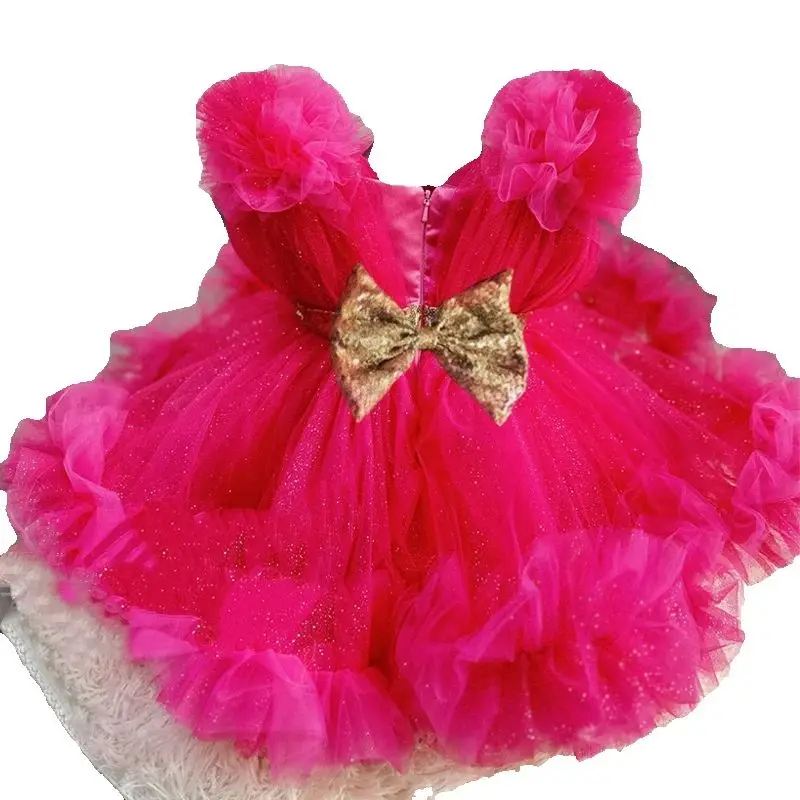 

Платье с цветочным узором для девочек с галстуком-бабочкой, пышные вечерние платья для девочек на свадьбу, атласное детское рождественское церемониальное платье с короткими рукавами