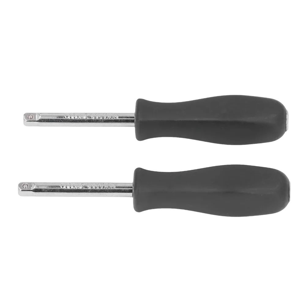 2PCS 5.9 Inch Length 1/4 Inch Drive Spinner Handle Black Finish / Chrome Finish Internal Square Drive Rotary Tool Handle