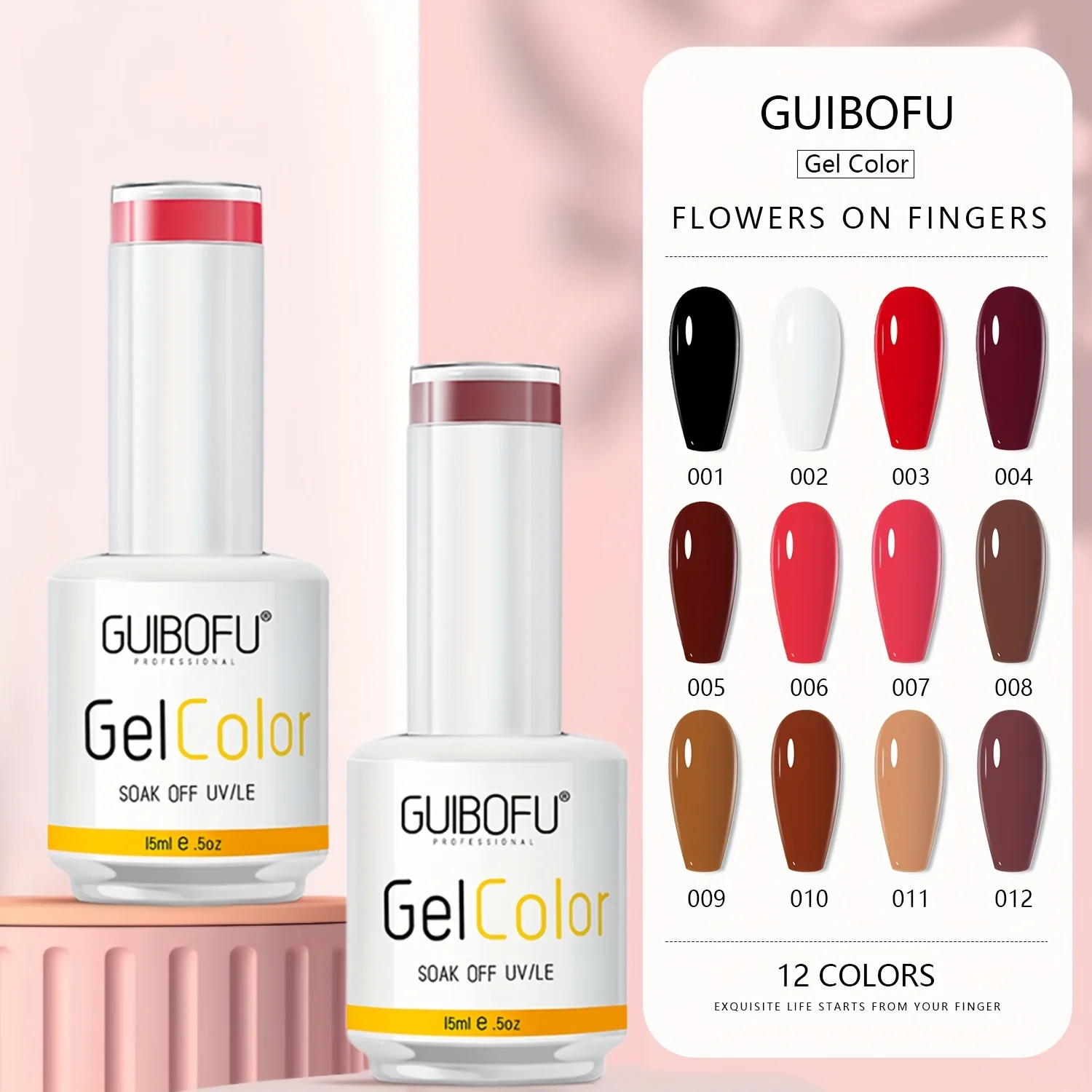 

12 Pcs Set 15ml Gel Nail Polish Set Summer Glossy Effect Semi-Permanent Glossy Nail Polish Soak Remove UV Varnish Nail Art