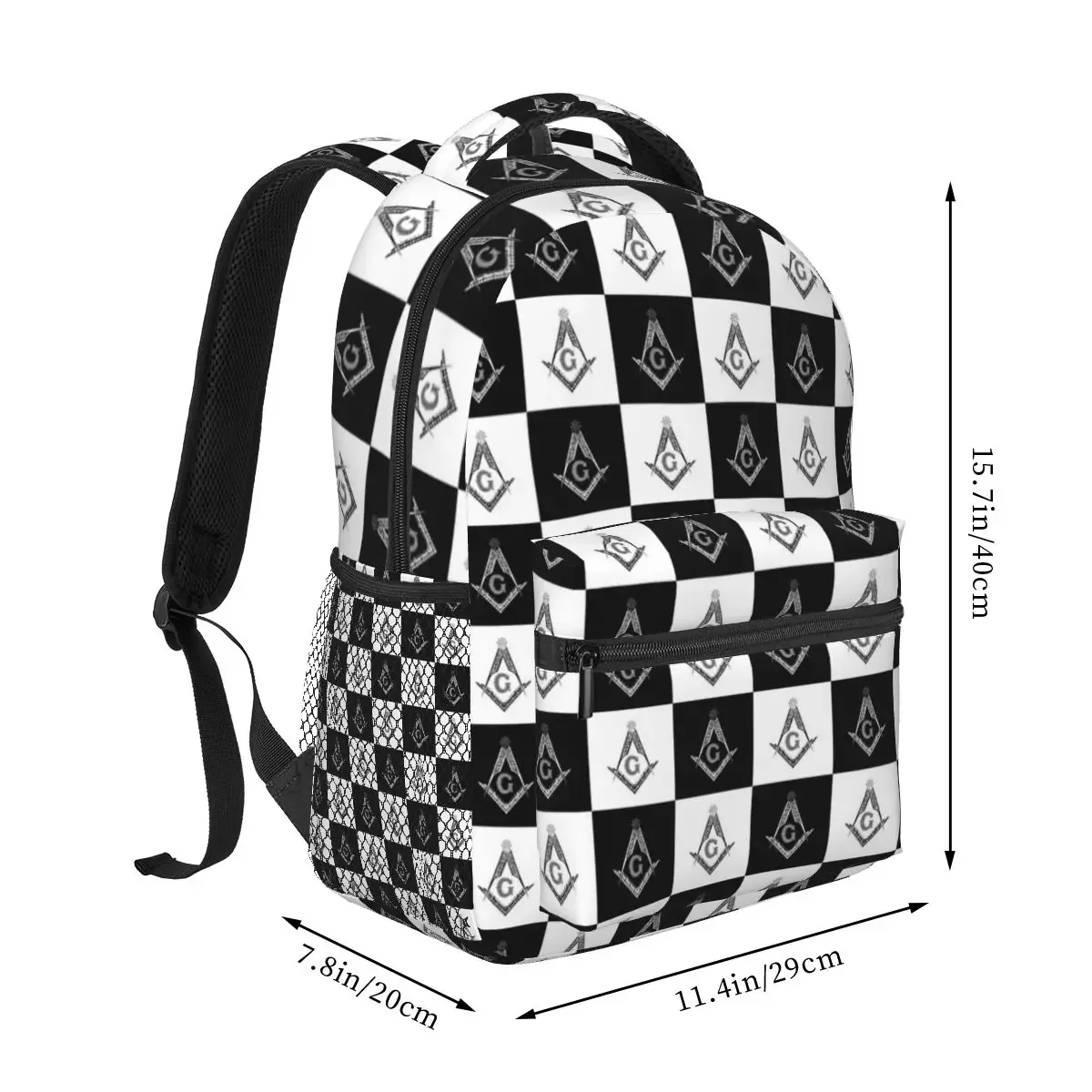 Freemason Checkered Pattern Backpacks Boys Girls Bookbag Students School Bag Cartoon Laptop Rucksack Shoulder Bag Large Capacity