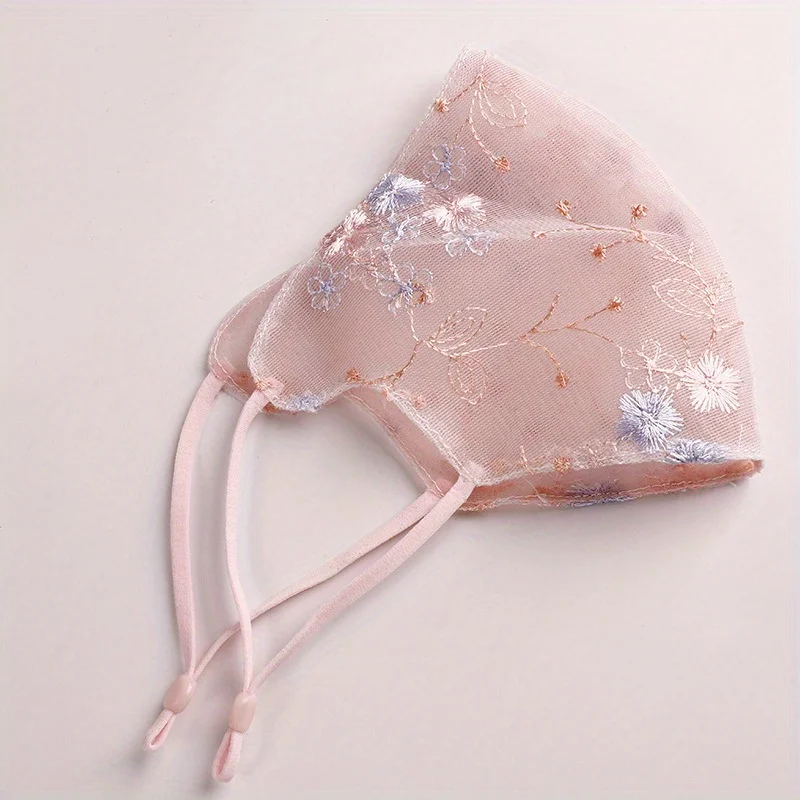 قناع الصيف الحلو زهرة مطرزة الدانتيل قابل للتعديل قابل للغسل الحجاب المطرزة المطبوعة قناع الوجه رقيقة