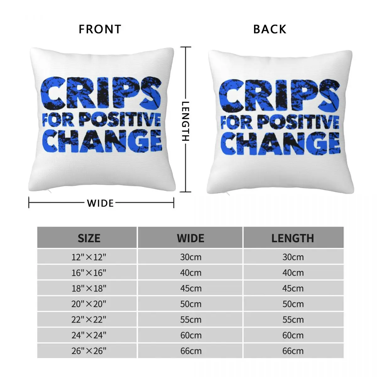 Crips For Positive Change Pillowcase Polyester Linen Velvet Creative Zip Decor Pillow Case Car Cushion Case 45x45