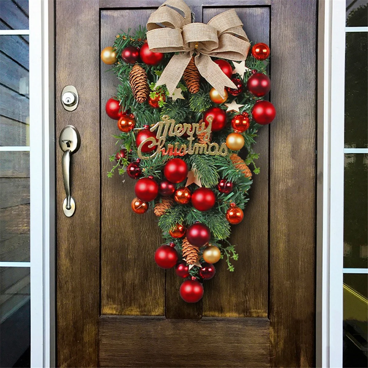 Christmas Wreath Decorative Hanging Ornament Christmas Artificial Wreath Decoration for Front Door, Wall, Fireplace