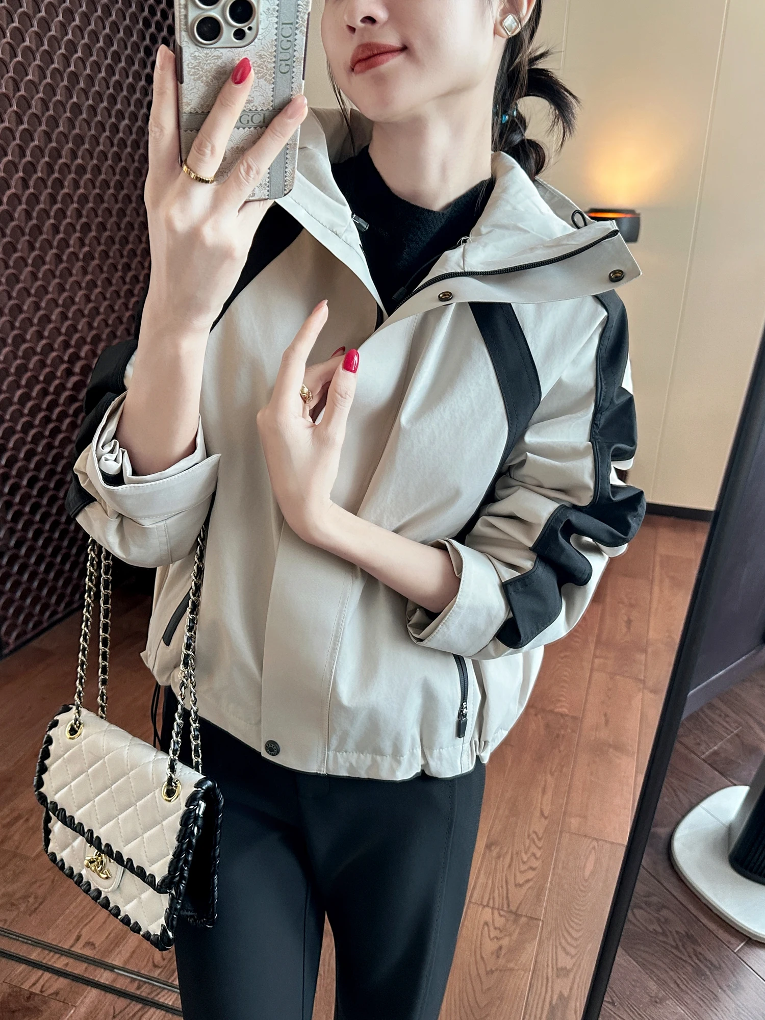 

You See Office Casual Chic Loose Fit Du down Jaet Color Blo Coat Warm High Waist Zipper Closure Long Sve for Women