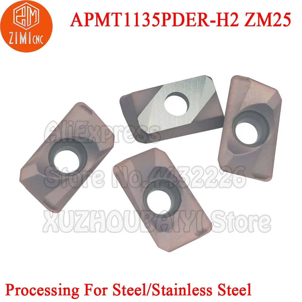 10pcs APMT1135PDER-H2 ZM25 APMT1135PDER H2 APMT1135PDER H2 APMT 1135 PDER Carbide Milling Inserts Turning Tools Cutter Mill APMT