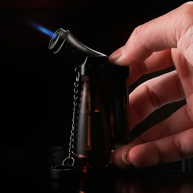 

2025 Newest Windproof Lighter Fire Spraying Welding Gun Cigar Igniter Transparent Metal Cigarette Lighters & Smoking Accessories