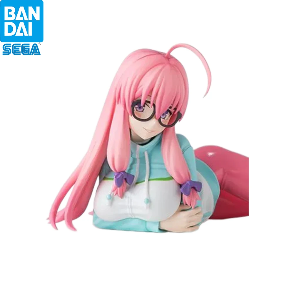 In Stock SEGA NEET Kunoichi Ideura Shizuri Glasses Pink Hair Lying Pose Anime Collectible Figure Desk Decor