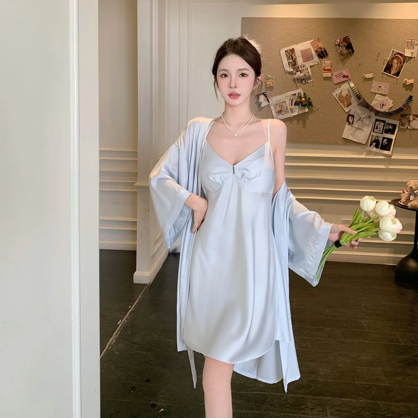 Pyjama Sexy pour Femme, Ensemble de Vêtement de Maison, Robe de Mariée, Dos aux, Tentation, Confortable